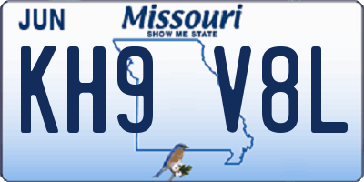 MO license plate KH9V8L