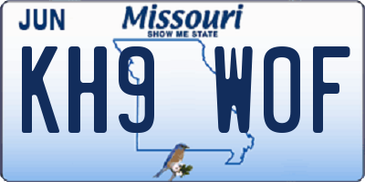 MO license plate KH9W0F