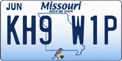 MO license plate KH9W1P
