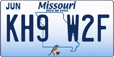 MO license plate KH9W2F