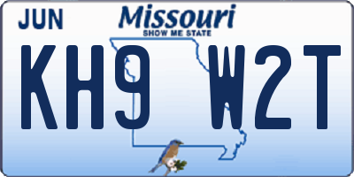 MO license plate KH9W2T