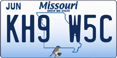 MO license plate KH9W5C