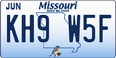 MO license plate KH9W5F