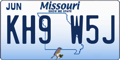 MO license plate KH9W5J
