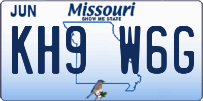 MO license plate KH9W6G
