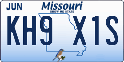 MO license plate KH9X1S