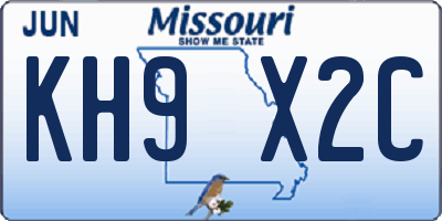 MO license plate KH9X2C