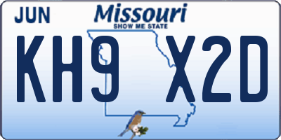 MO license plate KH9X2D