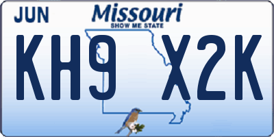 MO license plate KH9X2K