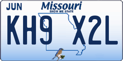 MO license plate KH9X2L