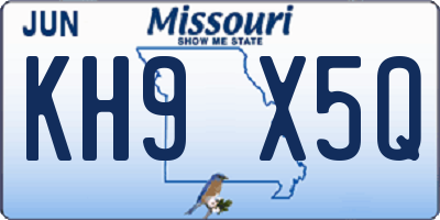 MO license plate KH9X5Q