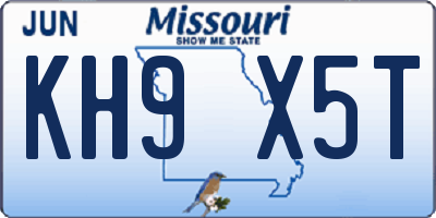 MO license plate KH9X5T