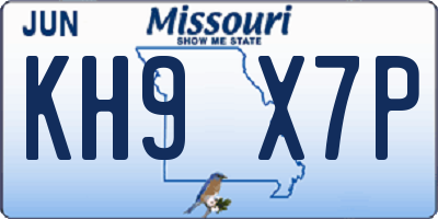 MO license plate KH9X7P