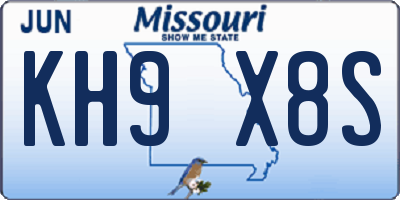 MO license plate KH9X8S