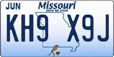 MO license plate KH9X9J