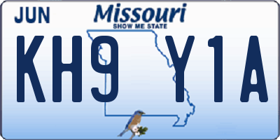MO license plate KH9Y1A