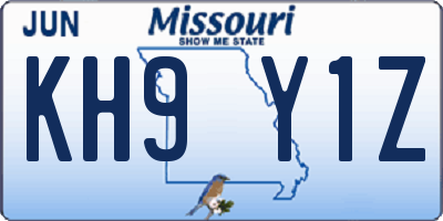 MO license plate KH9Y1Z