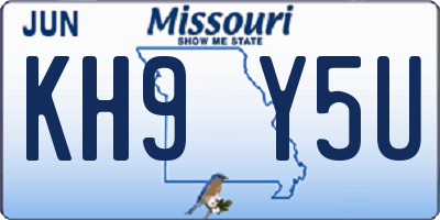 MO license plate KH9Y5U