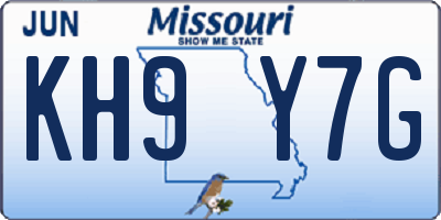 MO license plate KH9Y7G