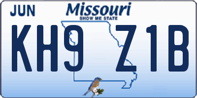 MO license plate KH9Z1B