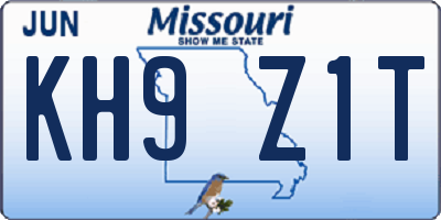 MO license plate KH9Z1T