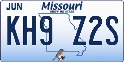 MO license plate KH9Z2S
