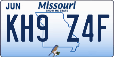 MO license plate KH9Z4F