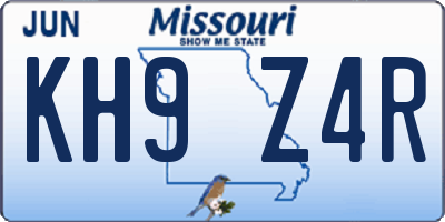 MO license plate KH9Z4R