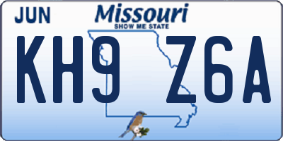 MO license plate KH9Z6A