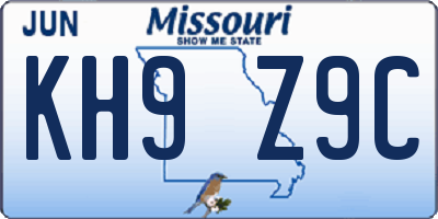 MO license plate KH9Z9C