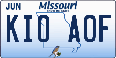 MO license plate KI0A0F