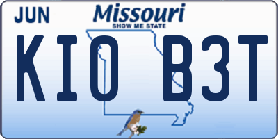 MO license plate KI0B3T