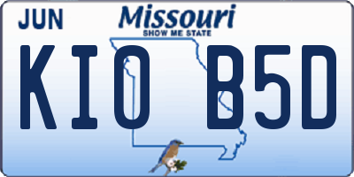 MO license plate KI0B5D
