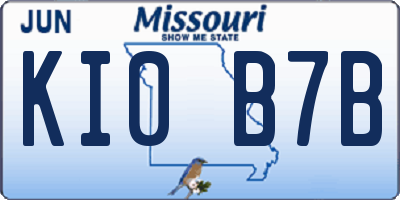 MO license plate KI0B7B