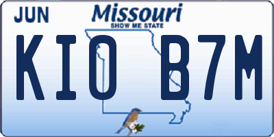 MO license plate KI0B7M