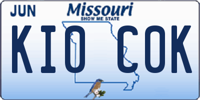 MO license plate KI0C0K