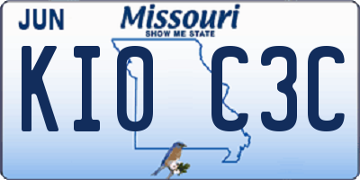 MO license plate KI0C3C