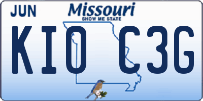 MO license plate KI0C3G