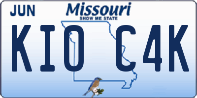 MO license plate KI0C4K