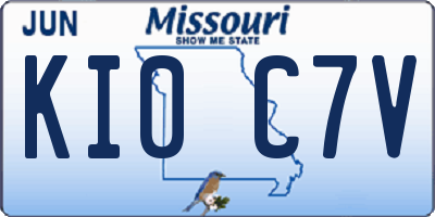 MO license plate KI0C7V