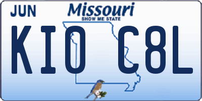 MO license plate KI0C8L