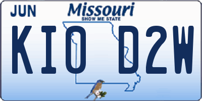 MO license plate KI0D2W