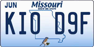 MO license plate KI0D9F