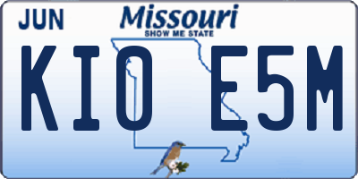 MO license plate KI0E5M
