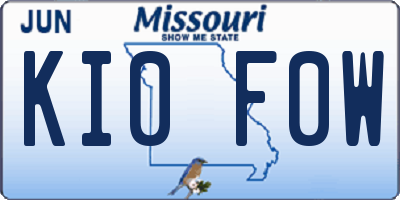 MO license plate KI0F0W