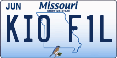 MO license plate KI0F1L