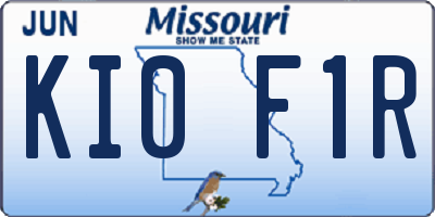 MO license plate KI0F1R
