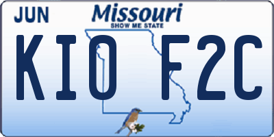 MO license plate KI0F2C