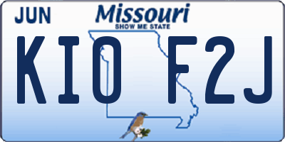 MO license plate KI0F2J