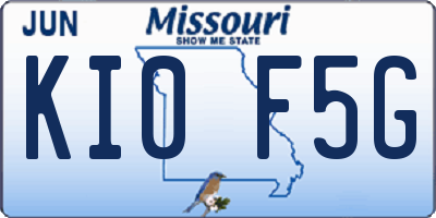 MO license plate KI0F5G